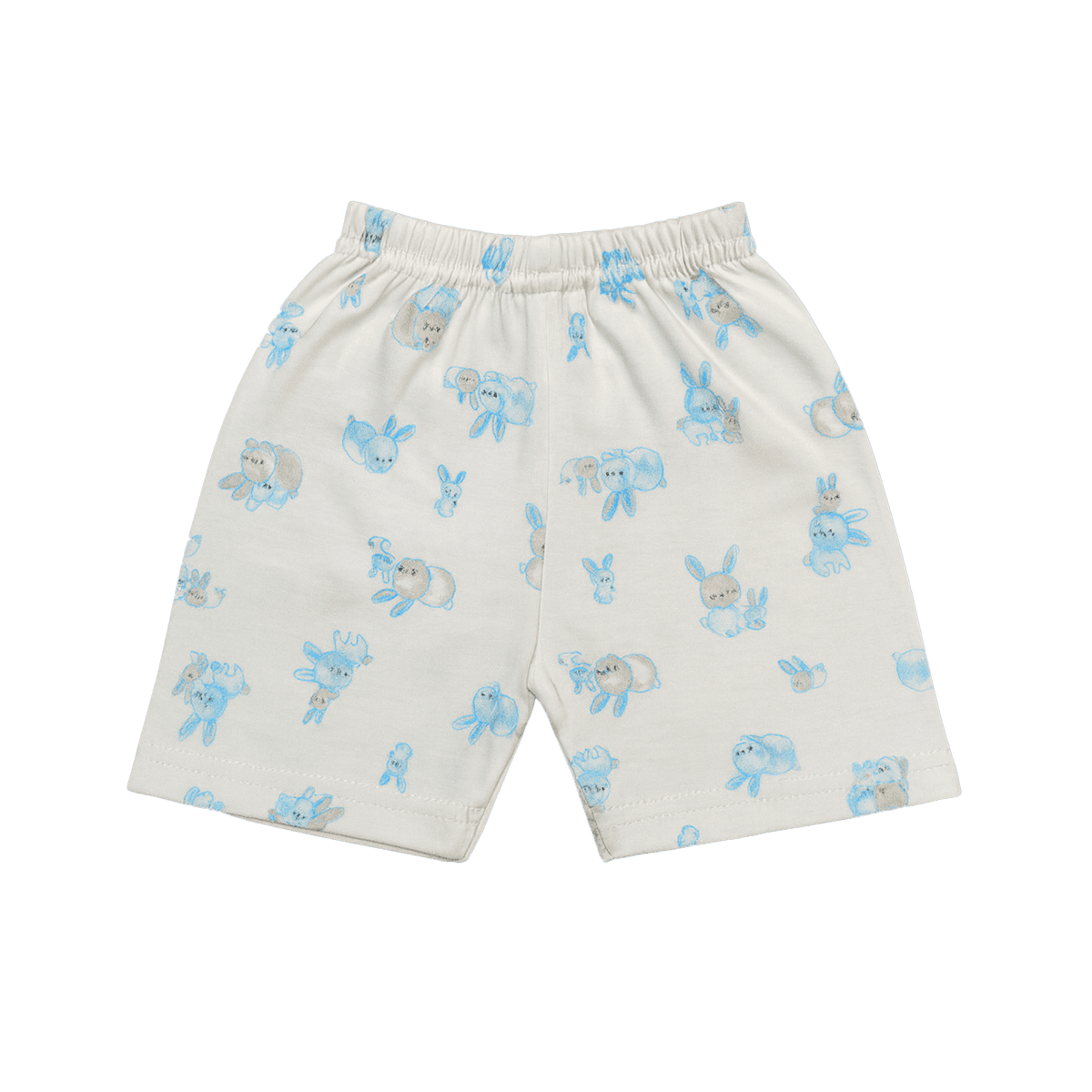 Baby boy cotton shorts with blue bunny print – lightweight summer wear with elastic waistband