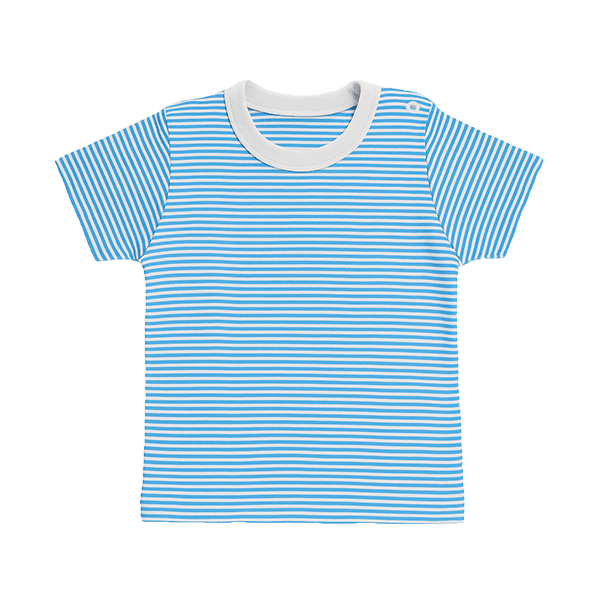 Baby boy short sleeve cotton t-shirt in blue and white stripes – lightweight breathable summer wear