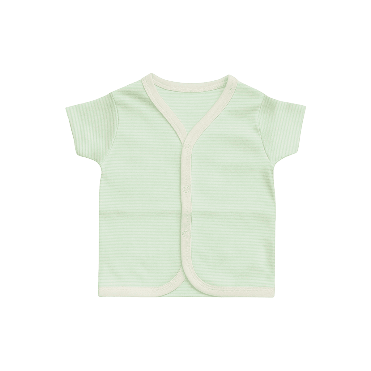 Baby boy short sleeve cotton shirt in light green stripes with button closure – breathable summer wear