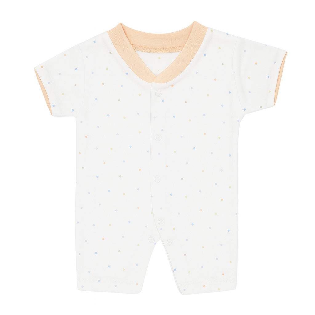 Baby Cotton Bodysuit – White with Pastel Polka Dots | Soft Round Neck Onesie (0–3 Months) - Image 4