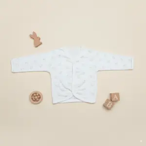 Newborn Full Sleeve Baby Vest, 0-3 Months, Sheep Print, Cotton Crossover