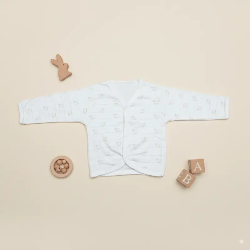 Newborn Full Sleeve Baby Vest, 0-3 Months, Sheep Print, Cotton Crossover