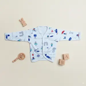 Newborn Full Sleeve Baby Vest, 0-3 Months, Activity Sports Print, Cotton Crossover