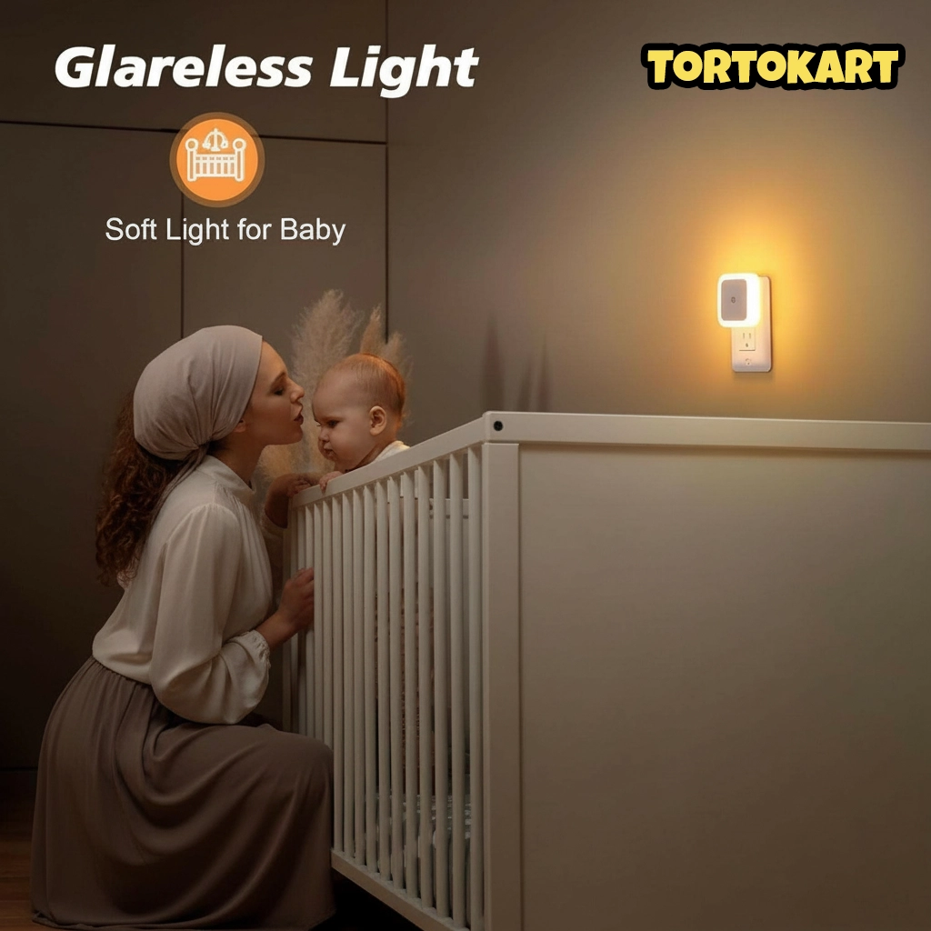 Automatic Plug-in LED Night Light, 3000K Soft Warm White, Dusk to Dawn Sensor.