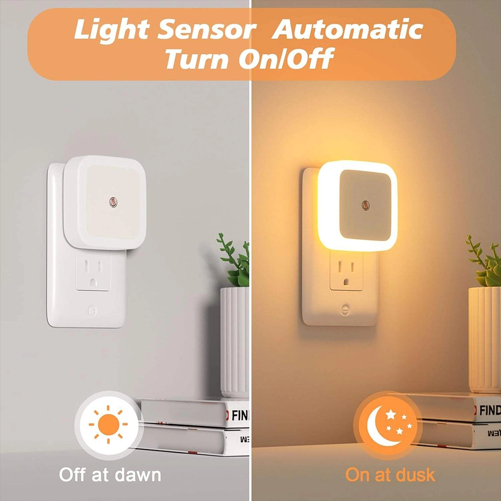 Automatic Plug-in LED Night Light with Light Sensor, turns On at dusk and Off at dawn, 3000K Soft Warm White.