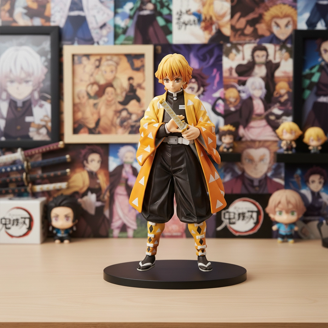 Full-body action figure of Zenitsu Agatsuma from Demon Slayer, holding his Nichirin sword.