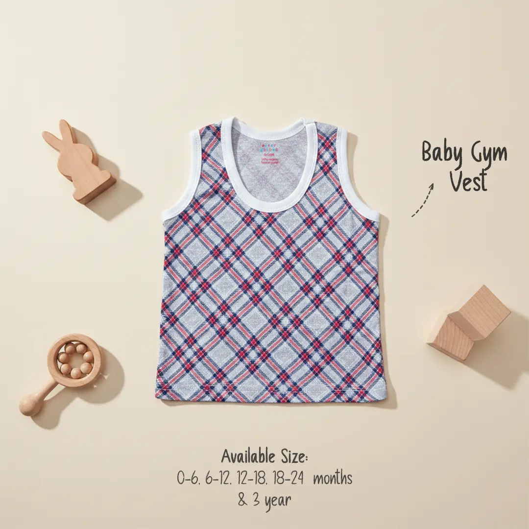 Classic style for active days: The Puffy Cheeks Grey Plaid Gym Vest combines a timeless checkered print with a comfortable, breathable fit.