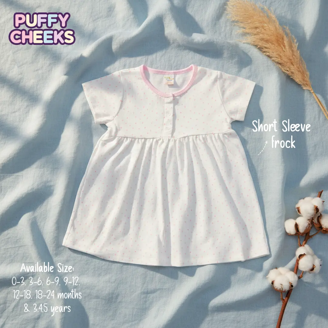 Puffy Cheeks Short Sleeve Cotton Frock Set (Pack of 6) – Premium Soft Knit Daily Wear Dresses for Baby Girls and Toddlers - Image 2
