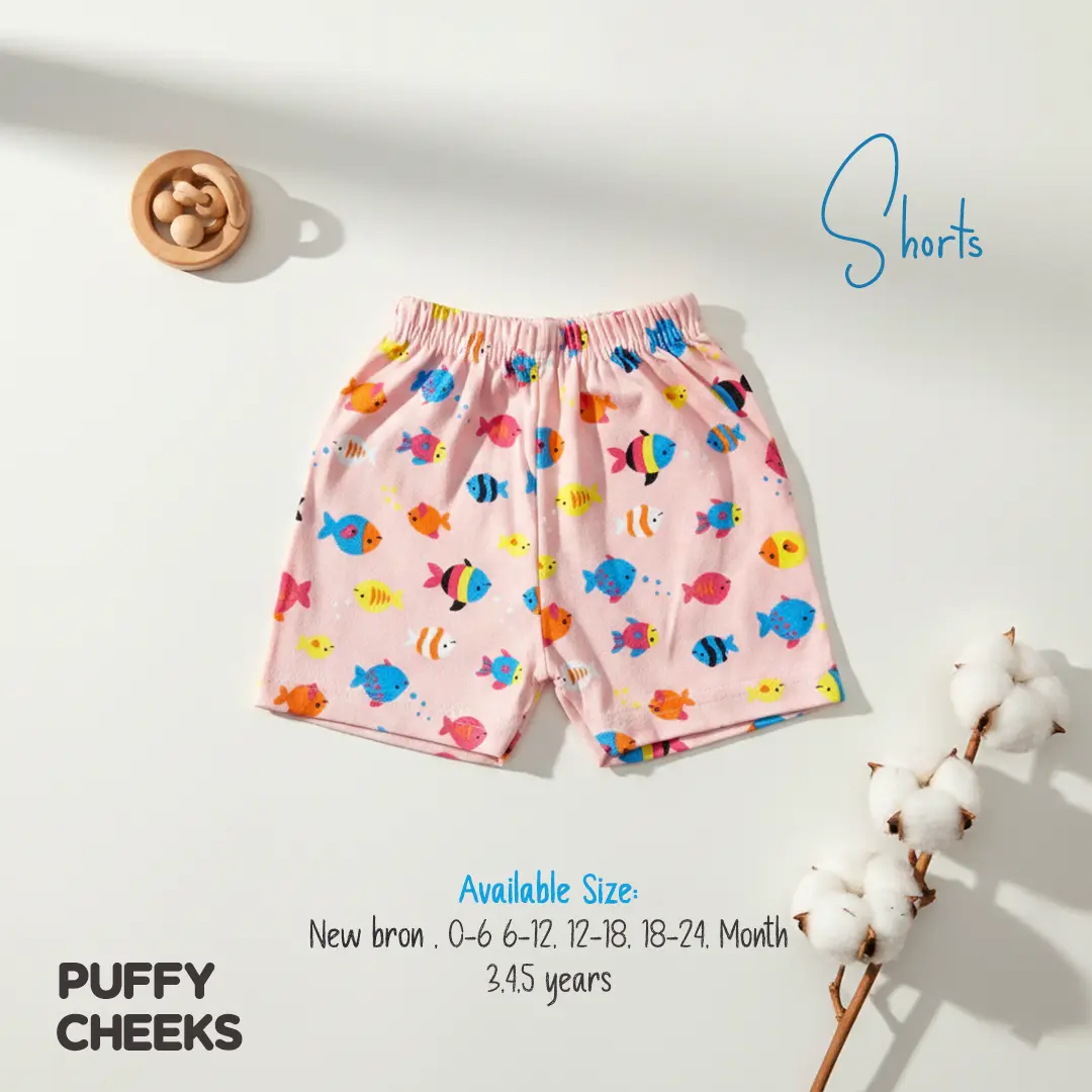 Puffy Cheeks Kids Cotton Shorts Multi Pack (10-Piece Combo Set) – Premium Soft Breathable Daily Wear Elastic Waist Bloomers & Half Pants for Babies, Toddlers, and Children (Newborn to 5 Years)